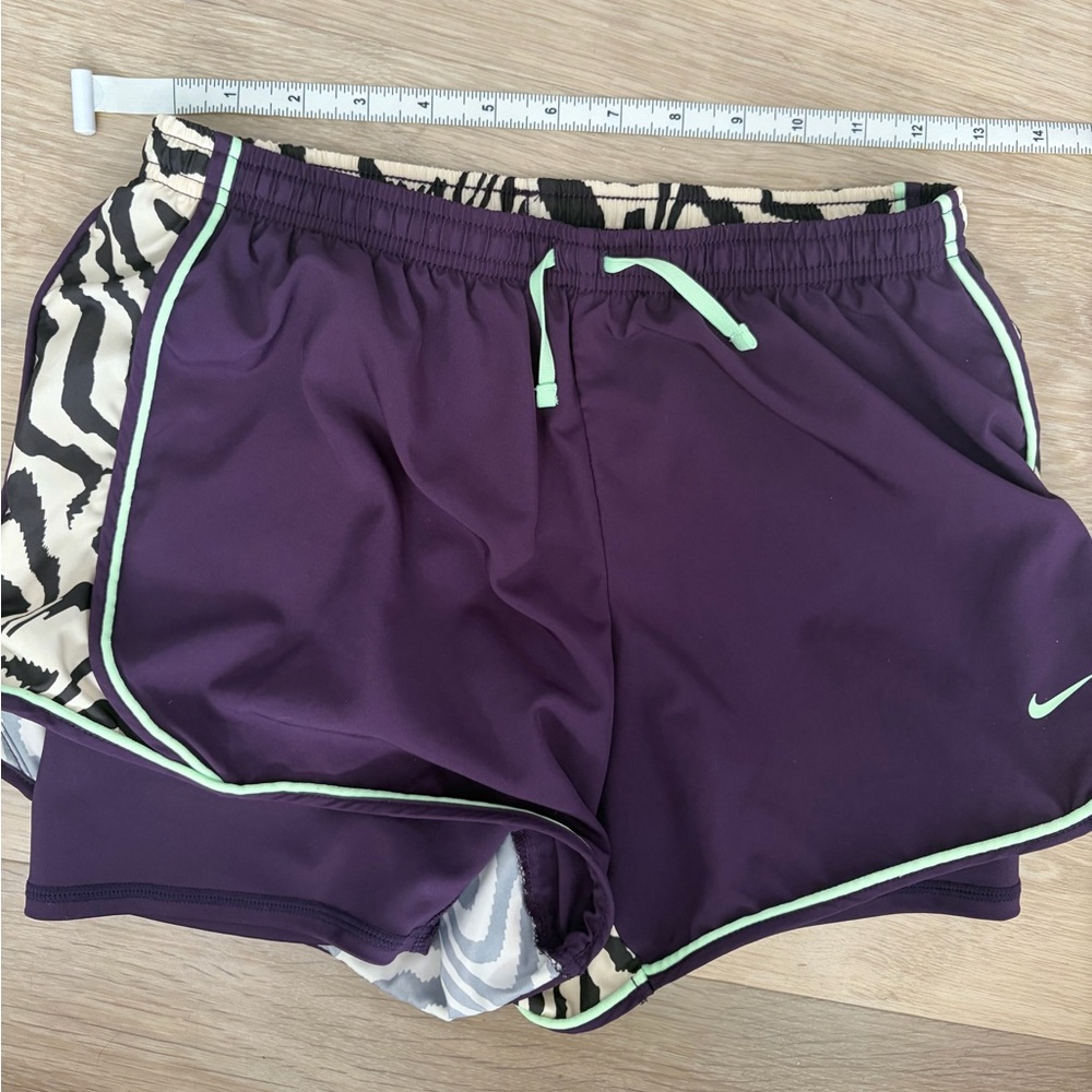 Nike Dri-FIT Zebra Print Running Shorts Purple Green Lined XS - Picture 3 of 5